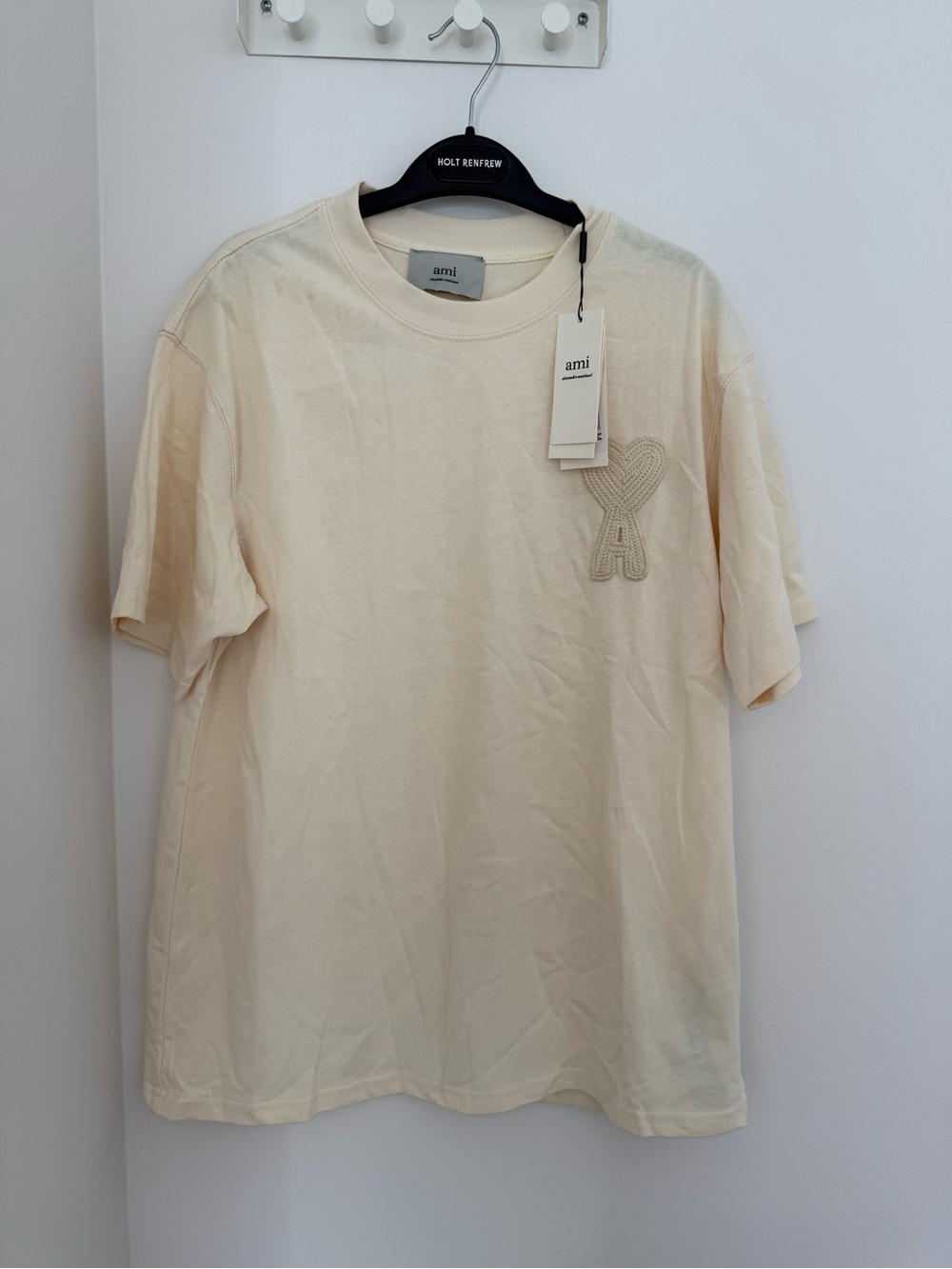 NWT AMI Paris Beige Embroidered Ami de Coeur T-Shirt – Unisex Size M